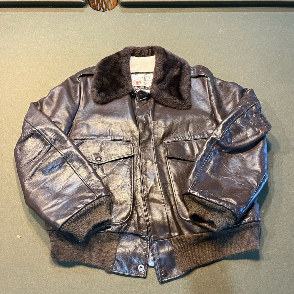 Vintage sears brand leather bomber jacket